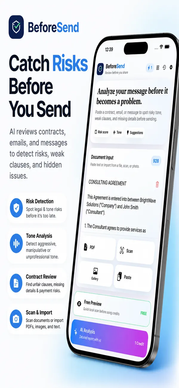 BeforeSend on iPhone, screenshot 1 of 5