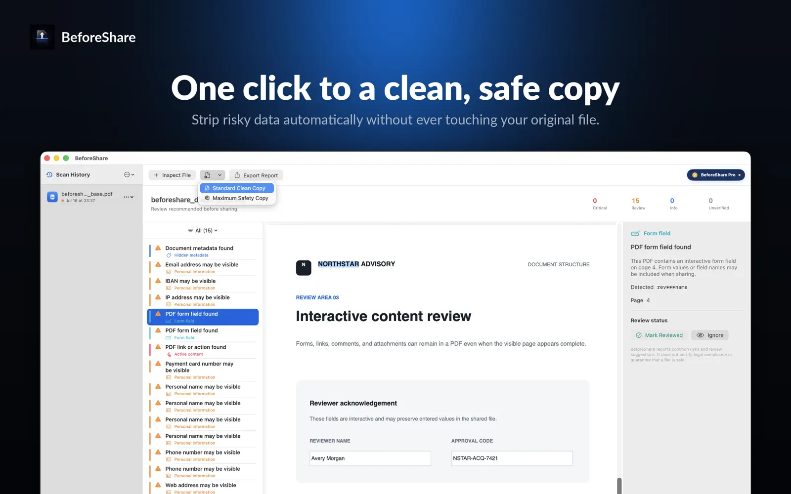 BeforeShare — Mac ekran görüntüsü 4