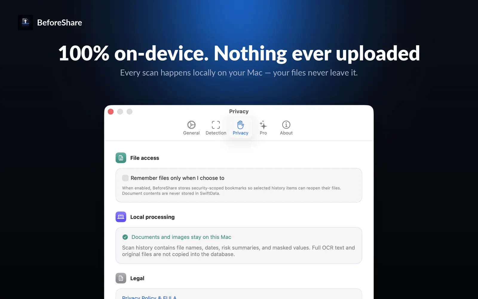 BeforeShare — Mac ekran görüntüsü 5
