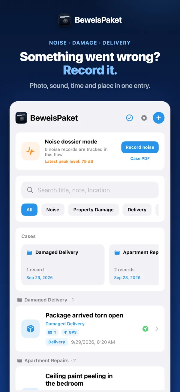 BeweisPaket on iPhone, screenshot 1 of 6