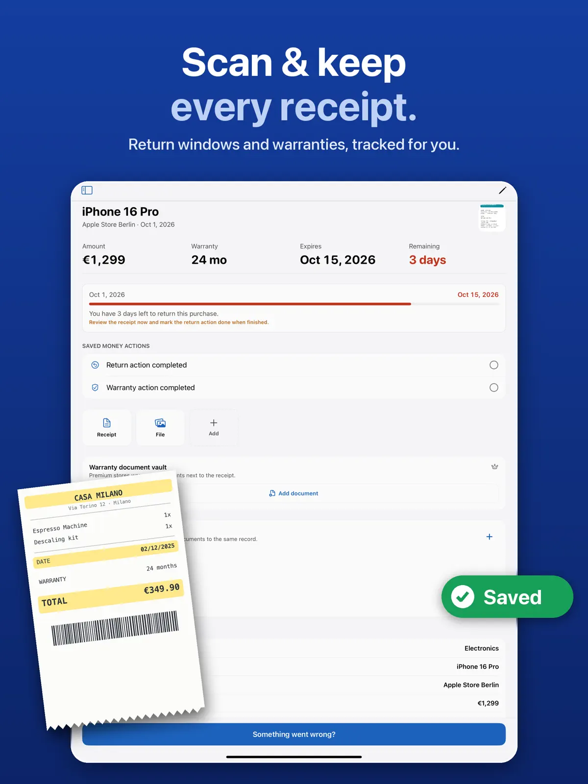 KeepSlip on iPad, screenshot 1 of 4