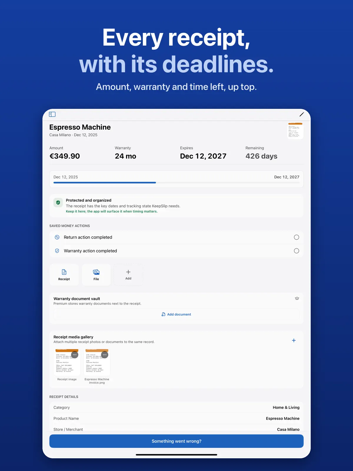 KeepSlip on iPad, screenshot 3 of 4