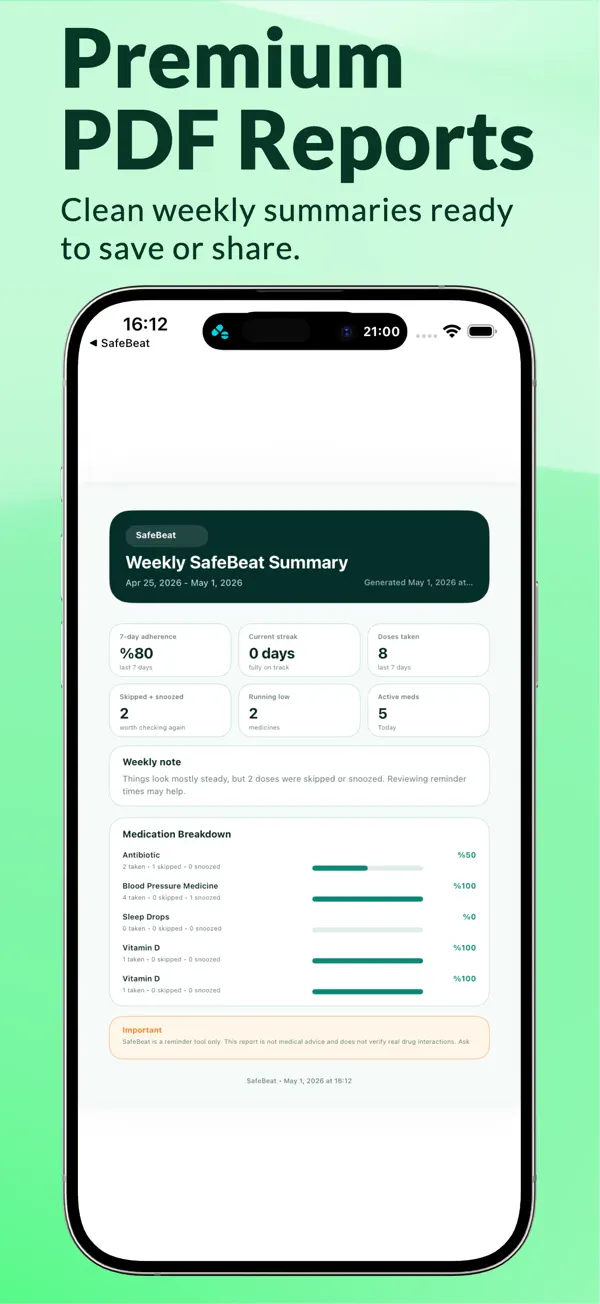 SafeBeat Medication Reminder on iPhone, screenshot 5 of 5