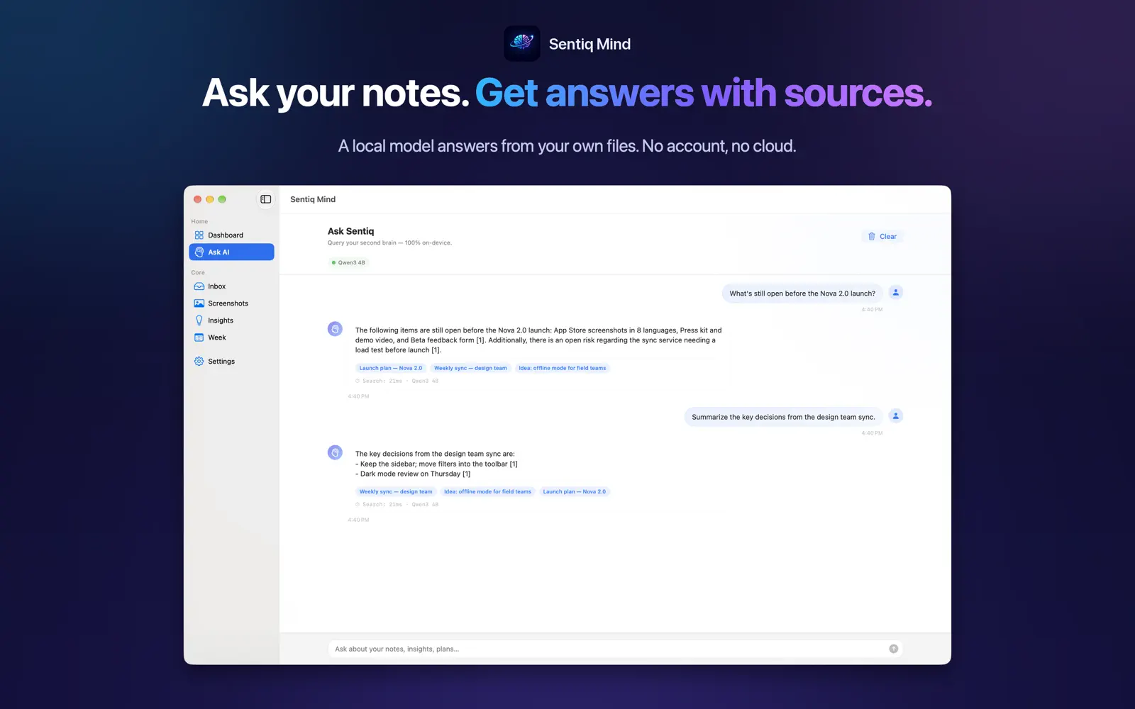 Sentiq Mind on Mac, screenshot 2 of 6