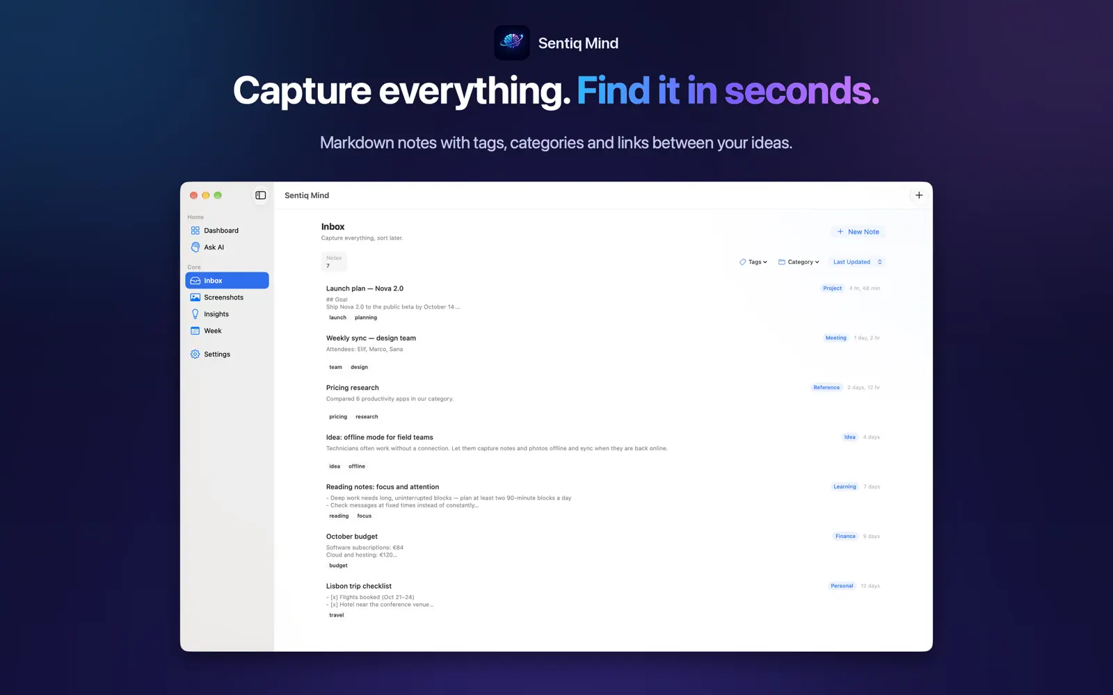 Sentiq Mind on Mac, screenshot 3 of 6