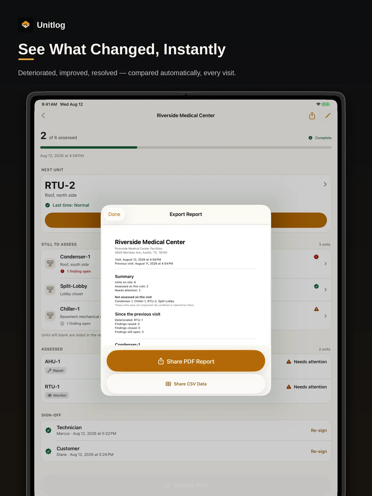 Unitlog on iPad, screenshot 2 of 4