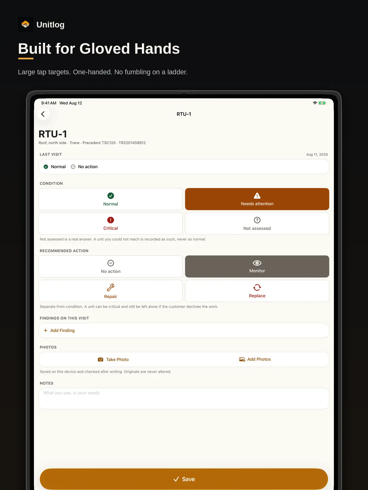 Unitlog on iPad, screenshot 4 of 4