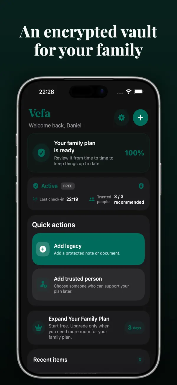Vefa on iPhone, screenshot 1 of 6