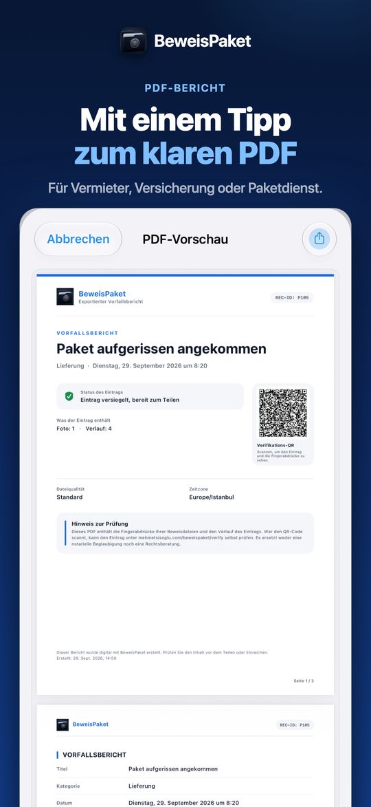 Mit einem Tipp zum klaren PDF – Für Vermieter, Versicherung oder Paketdienst.