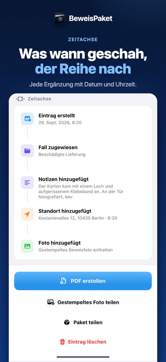 Was wann geschah, der Reihe nach – Jede Ergänzung mit Datum und Uhrzeit.