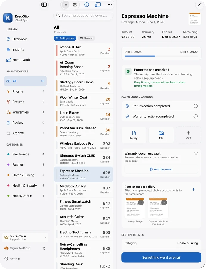 KeepSlip on iPad