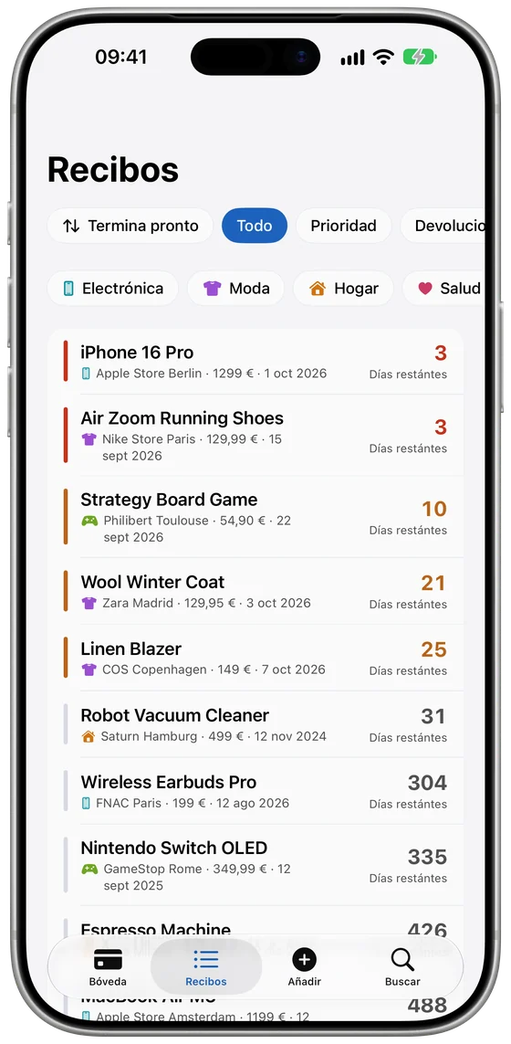Lista de tickets en iPhone