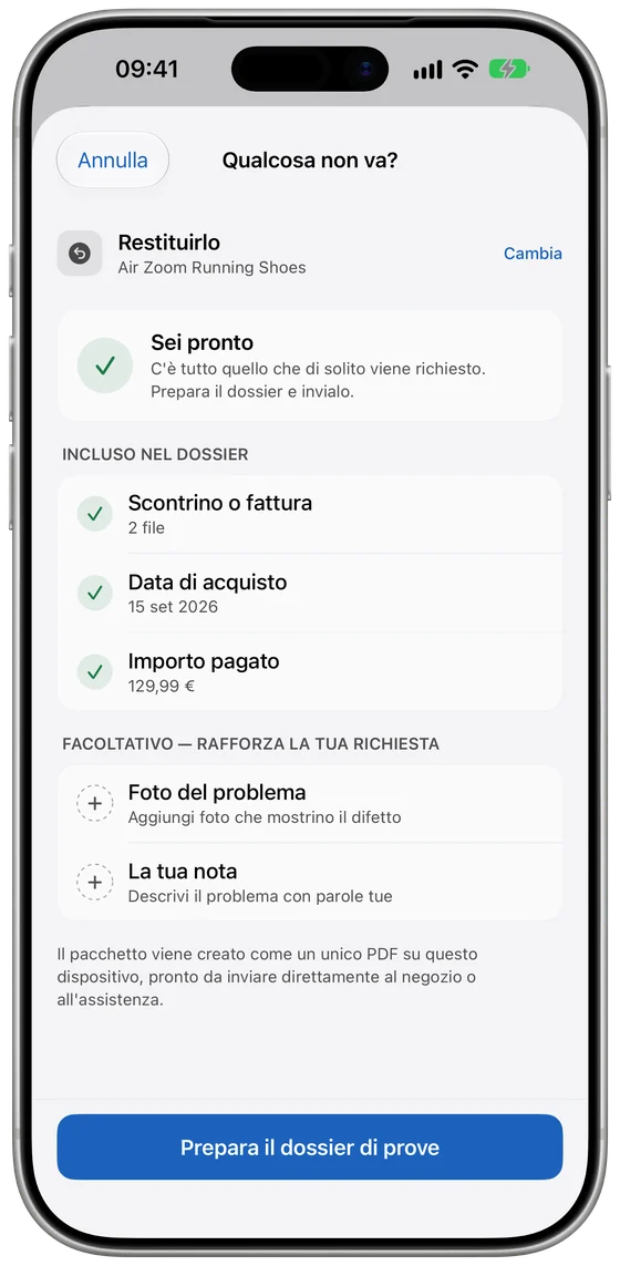 Checklist delle prove prima di creare il PDF