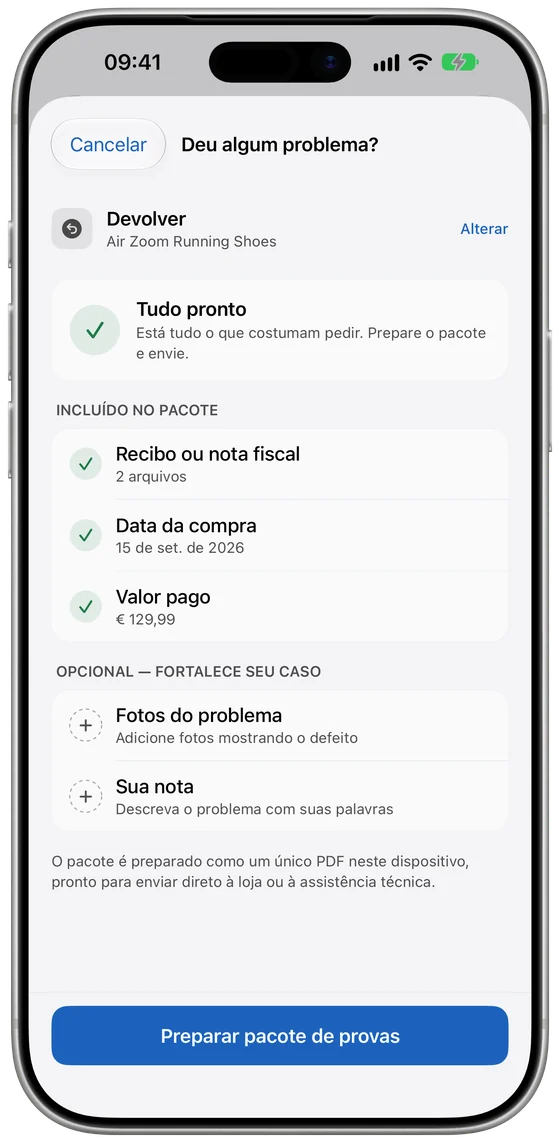 Lista de provas antes de gerar o PDF
