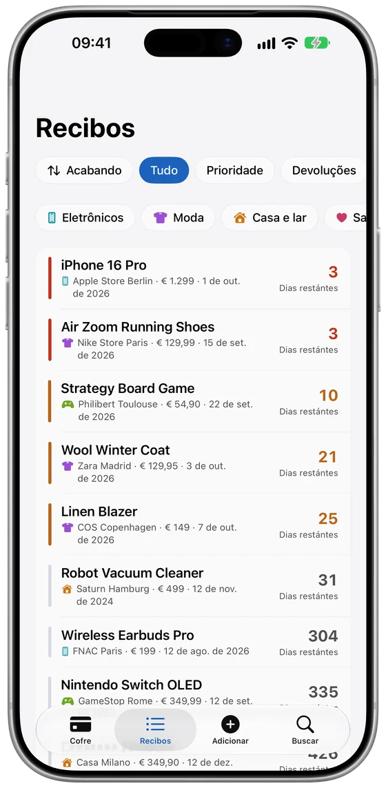 Lista de notas no iPhone